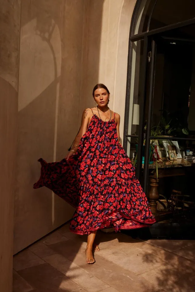 Natalie Martin JERUSHA MAXI Silk Watercolor Onyx Shop Dresses