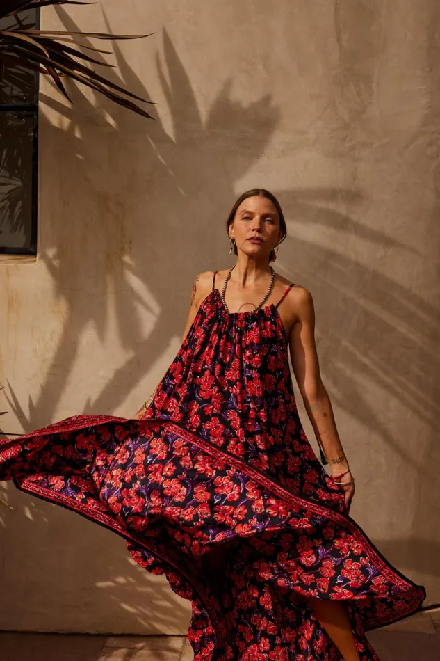 Natalie Martin JERUSHA MAXI Silk Watercolor Onyx Shop Dresses