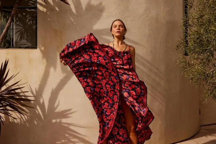 Natalie Martin JERUSHA MAXI Silk Watercolor Onyx Shop Dresses
