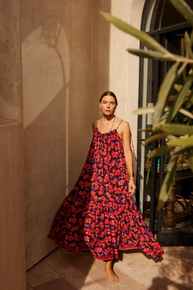 Natalie Martin JERUSHA MAXI Silk Watercolor Onyx Shop Dresses