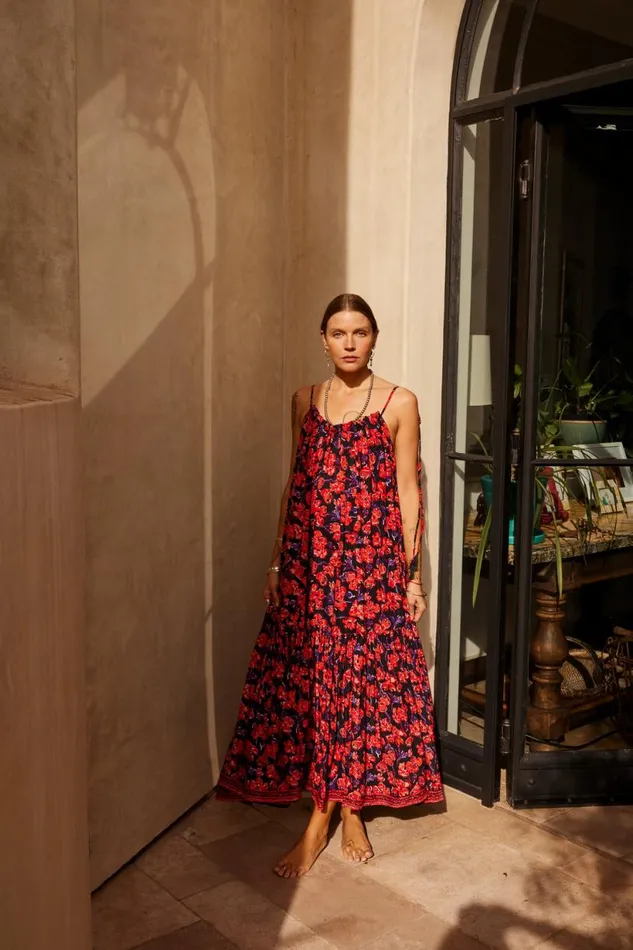 Natalie Martin JERUSHA MAXI Silk Watercolor Onyx Shop Dresses
