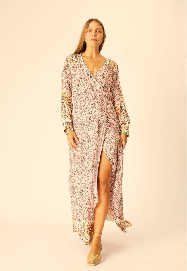 Natalie Martin KATE LONG SLEEVE MAXI Petite Fleur Rose Shop Dresses