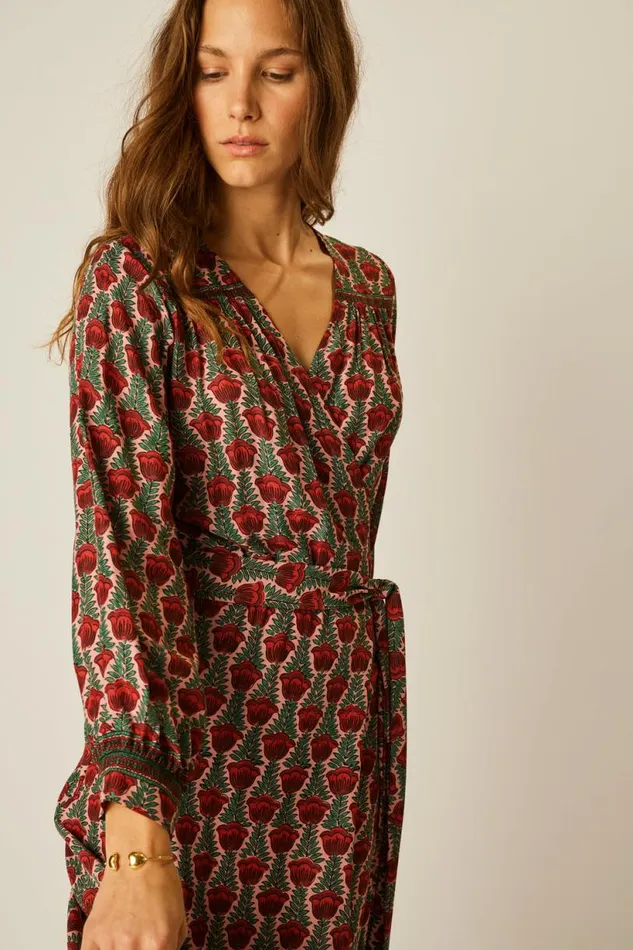 Natalie Martin KATE LONG SLEEVE MAXI Tulip Venetian Red Shop Dresses