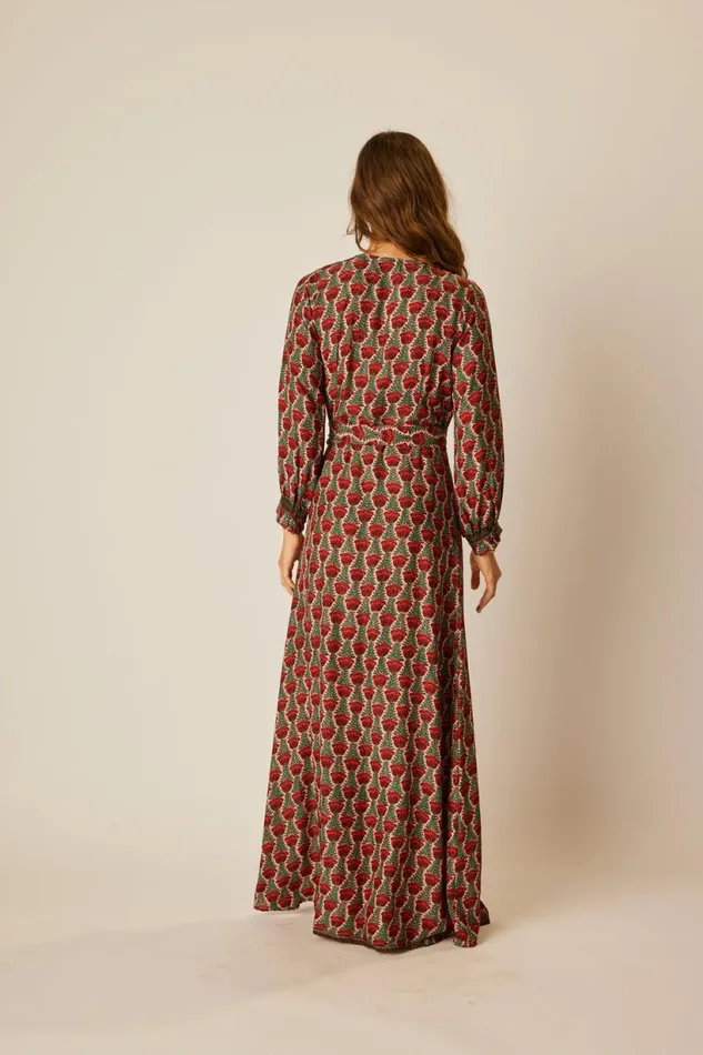 Natalie Martin KATE LONG SLEEVE MAXI Tulip Venetian Red Shop Dresses