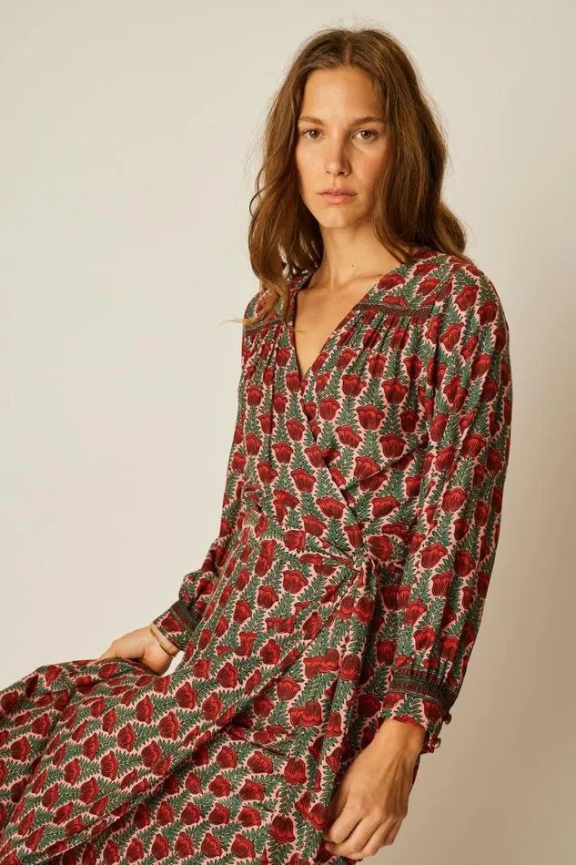 Natalie Martin KATE LONG SLEEVE MAXI Tulip Venetian Red Shop Dresses