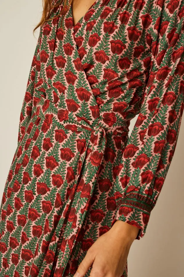 Natalie Martin KATE LONG SLEEVE MAXI Tulip Venetian Red Shop Dresses