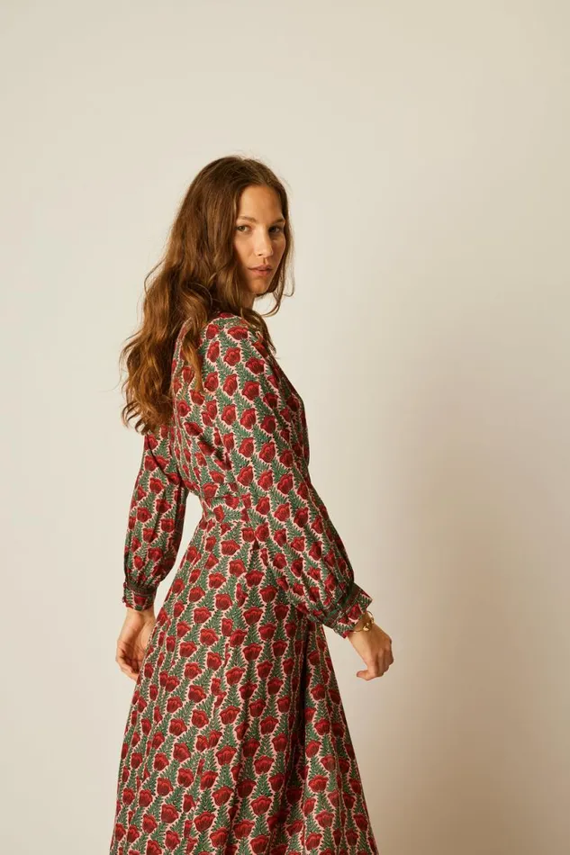 Natalie Martin KATE LONG SLEEVE MAXI Tulip Venetian Red Shop Dresses