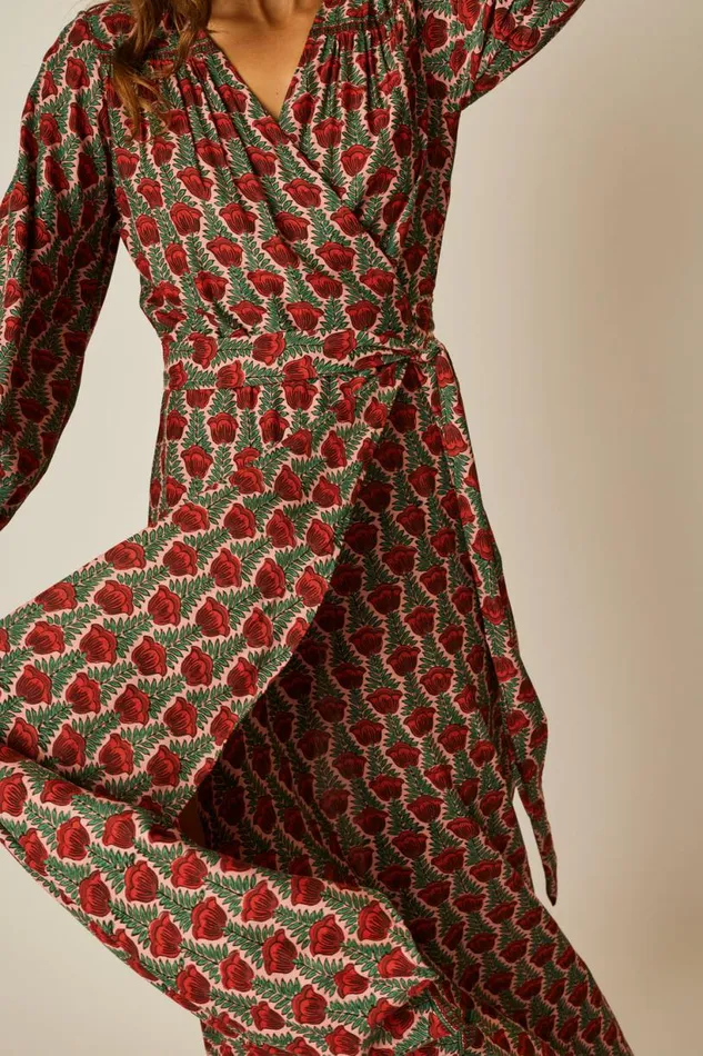 Natalie Martin KATE LONG SLEEVE MAXI Tulip Venetian Red Shop Dresses