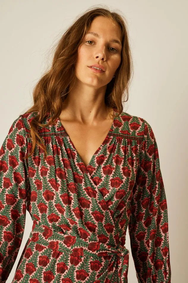 Natalie Martin KATE LONG SLEEVE MAXI Tulip Venetian Red Shop Dresses