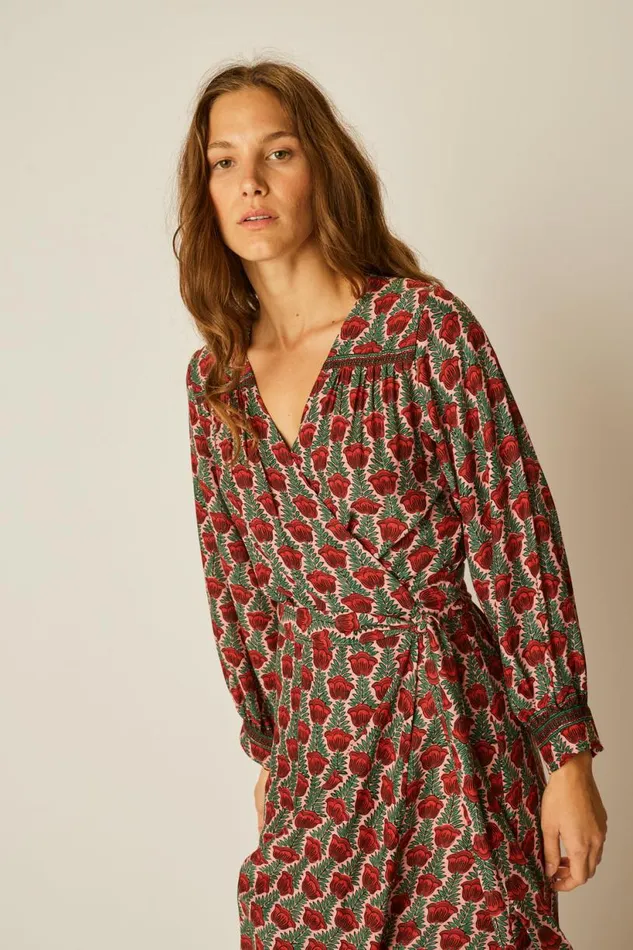 Natalie Martin KATE LONG SLEEVE MAXI Tulip Venetian Red Shop Dresses