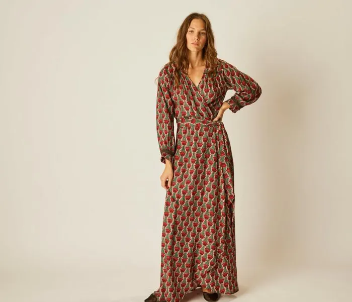 Natalie Martin KATE LONG SLEEVE MAXI Tulip Venetian Red Shop Dresses
