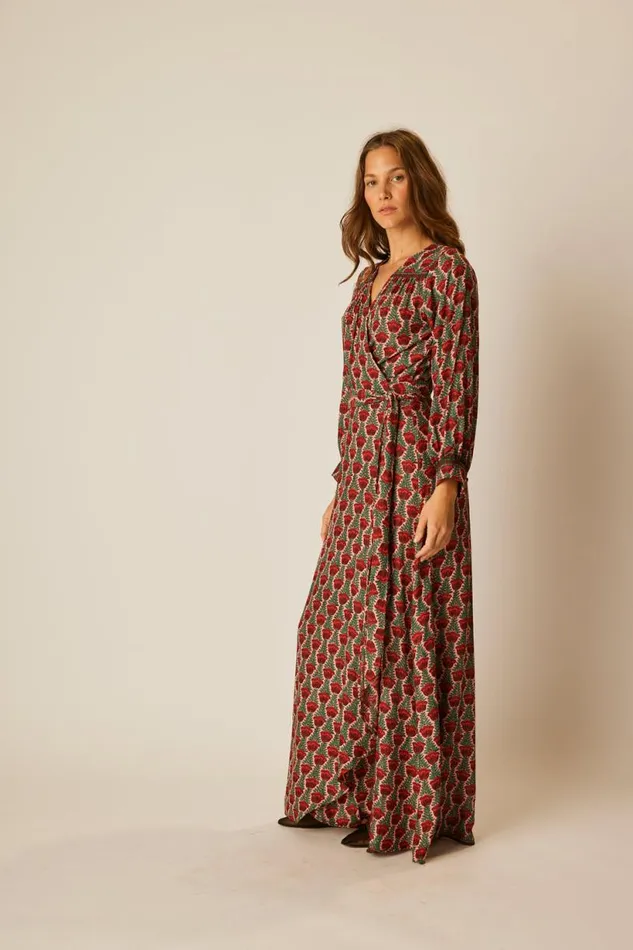 Natalie Martin KATE LONG SLEEVE MAXI Tulip Venetian Red Shop Dresses