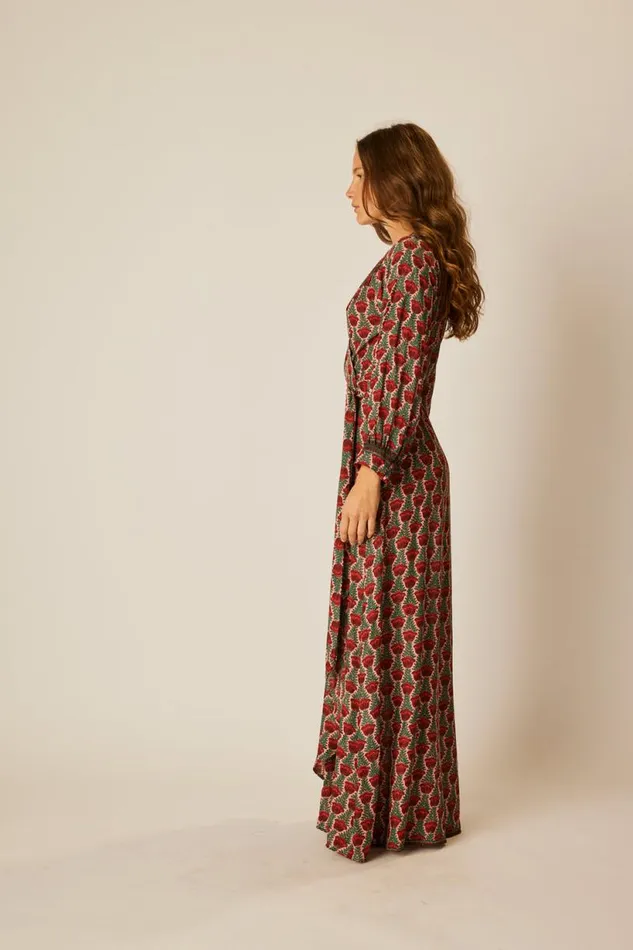 Natalie Martin KATE LONG SLEEVE MAXI Tulip Venetian Red Shop Dresses