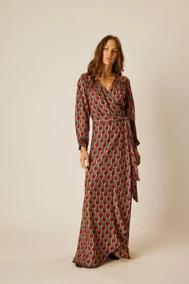 Natalie Martin KATE LONG SLEEVE MAXI Tulip Venetian Red Shop Dresses