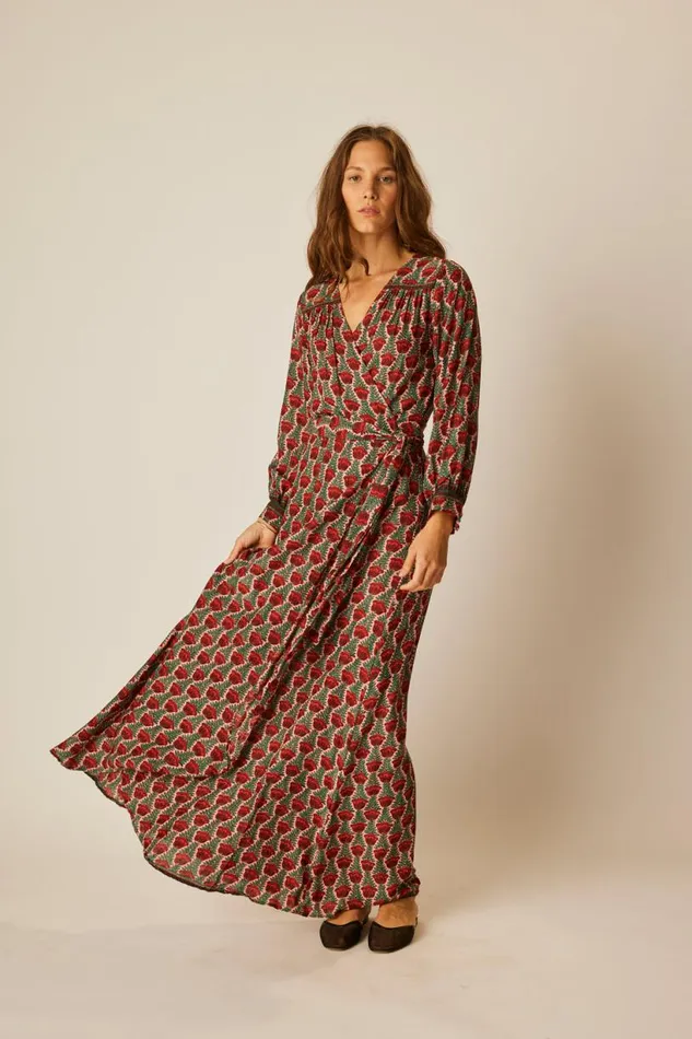 Natalie Martin KATE LONG SLEEVE MAXI Tulip Venetian Red Shop Dresses