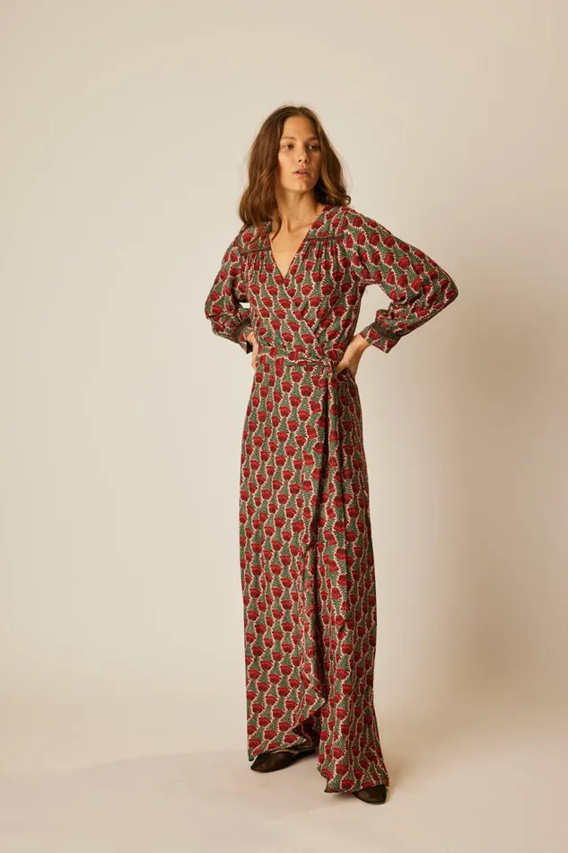 Natalie Martin KATE LONG SLEEVE MAXI Tulip Venetian Red Shop Dresses