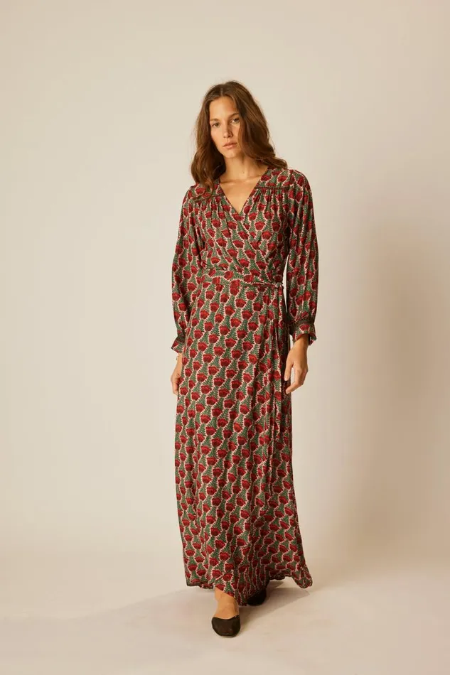 Natalie Martin KATE LONG SLEEVE MAXI Tulip Venetian Red Shop Dresses