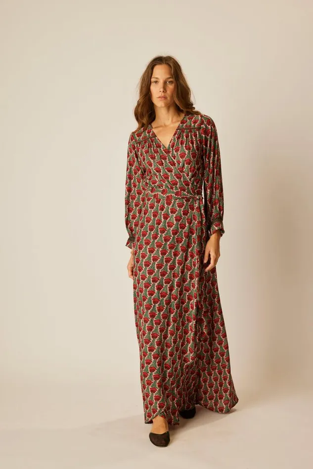 Natalie Martin KATE LONG SLEEVE MAXI Tulip Venetian Red Shop Dresses