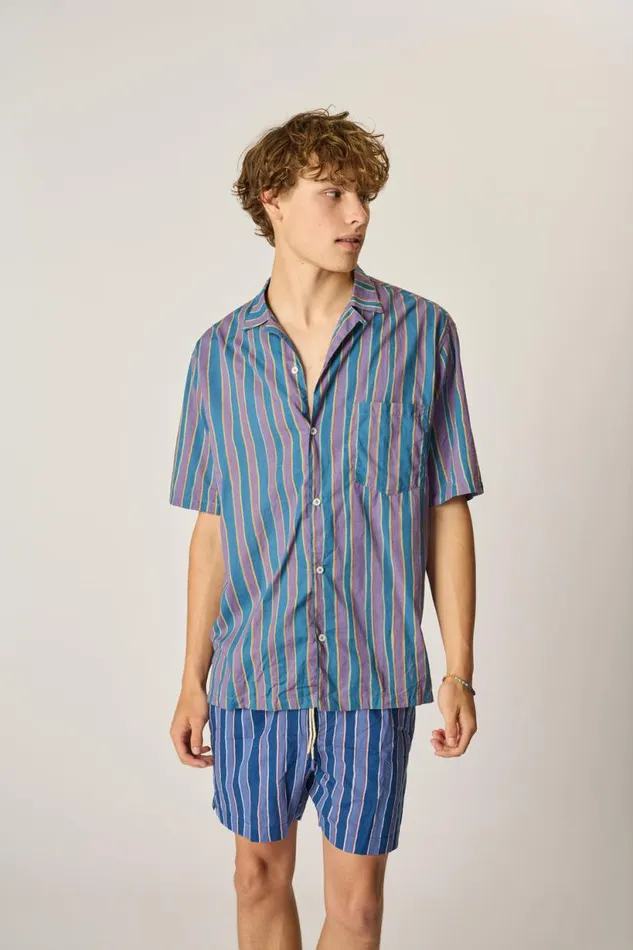 Natalie Martin KEV SHORT MEN039S Batik Stripe Navy Shop Bottoms