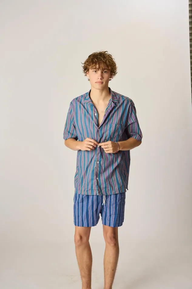 Natalie Martin KEV SHORT MEN039S Batik Stripe Navy Shop Bottoms