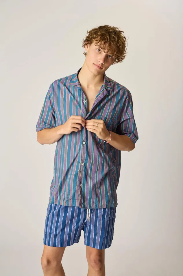 Natalie Martin KEV SHORT MEN039S Batik Stripe Navy Shop Bottoms