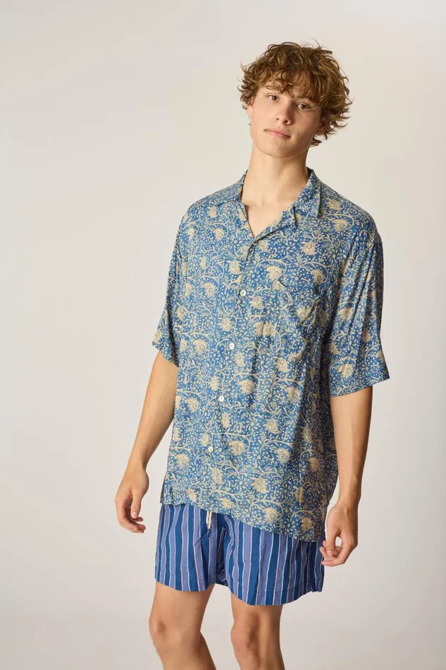 Natalie Martin KEV SHORT MEN039S Batik Stripe Navy Shop Bottoms