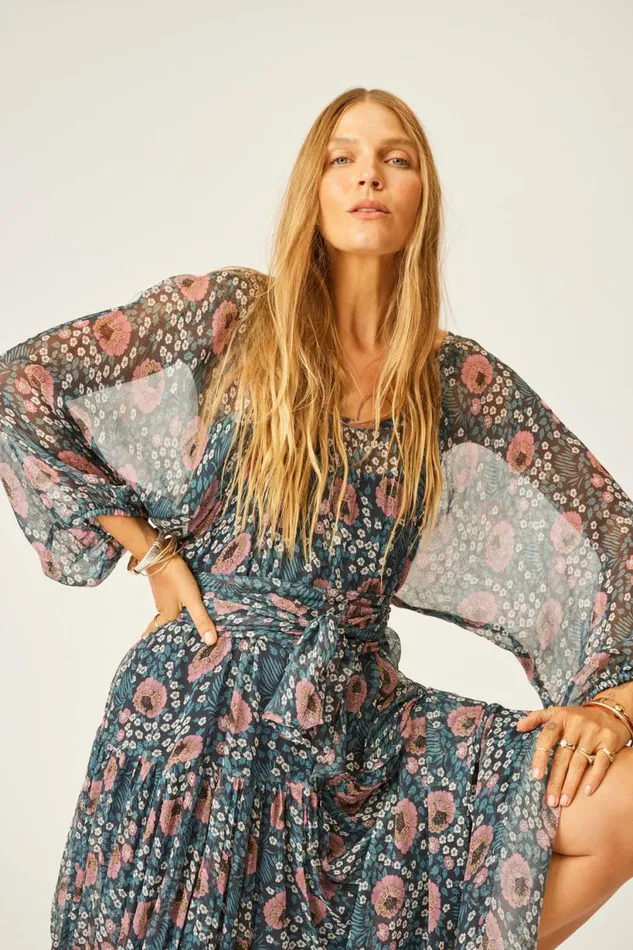 Natalie Martin LAINEY DRESS WITH SASH Vintage Flowers Indigo Shop Dresses
