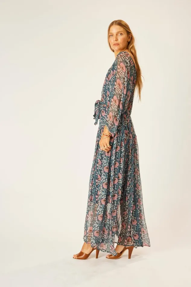 Natalie Martin LAINEY DRESS WITH SASH Vintage Flowers Indigo Shop Dresses