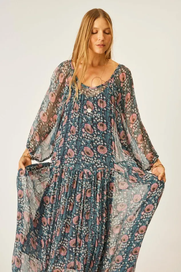 Natalie Martin LAINEY DRESS WITH SASH Vintage Flowers Indigo Shop Dresses
