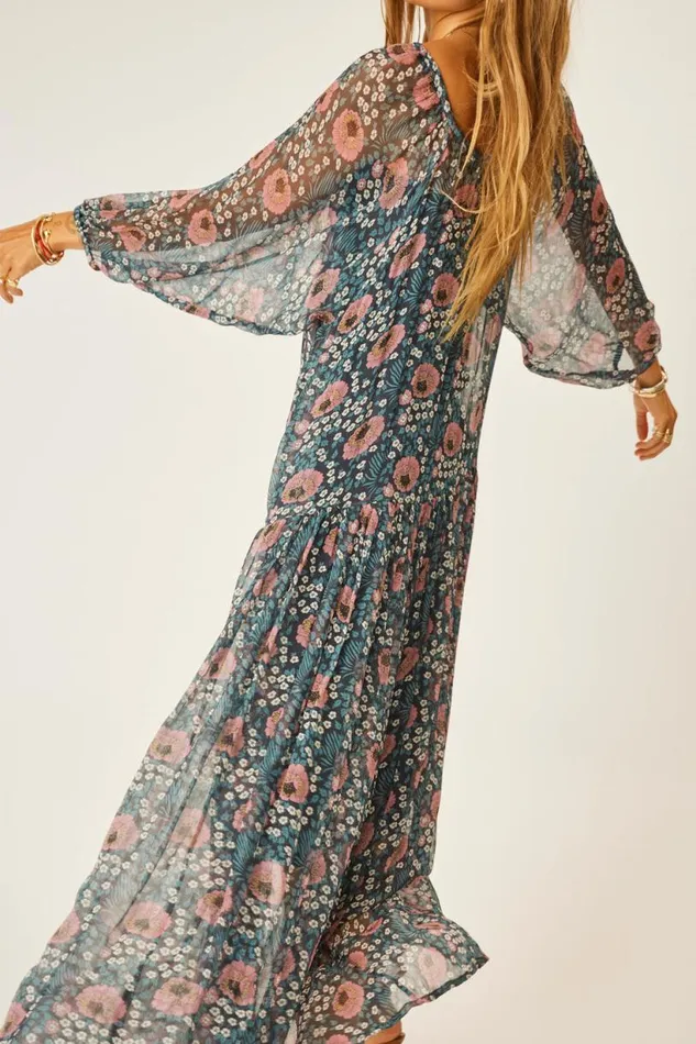Natalie Martin LAINEY DRESS WITH SASH Vintage Flowers Indigo Shop Dresses