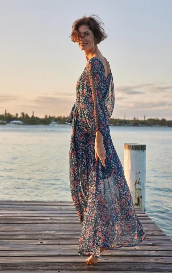 Natalie Martin LAINEY DRESS WITH SASH Vintage Flowers Indigo Shop Dresses
