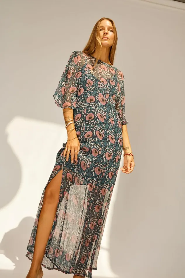 Natalie Martin LILY DRESS Vintage Flowers Indigo Shop Dresses