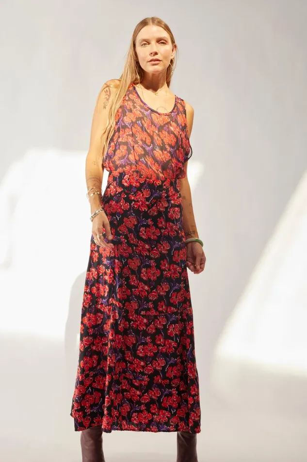Natalie Martin MADISON SKIRT Silk Watercolor Print Onyx Shop Bottoms