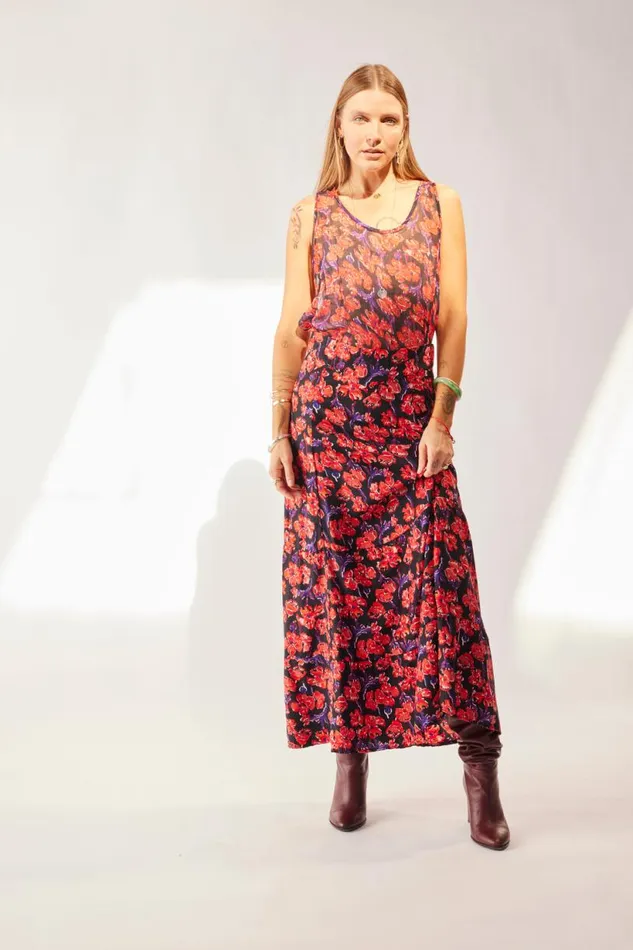 Natalie Martin MADISON SKIRT Silk Watercolor Print Onyx Shop Bottoms