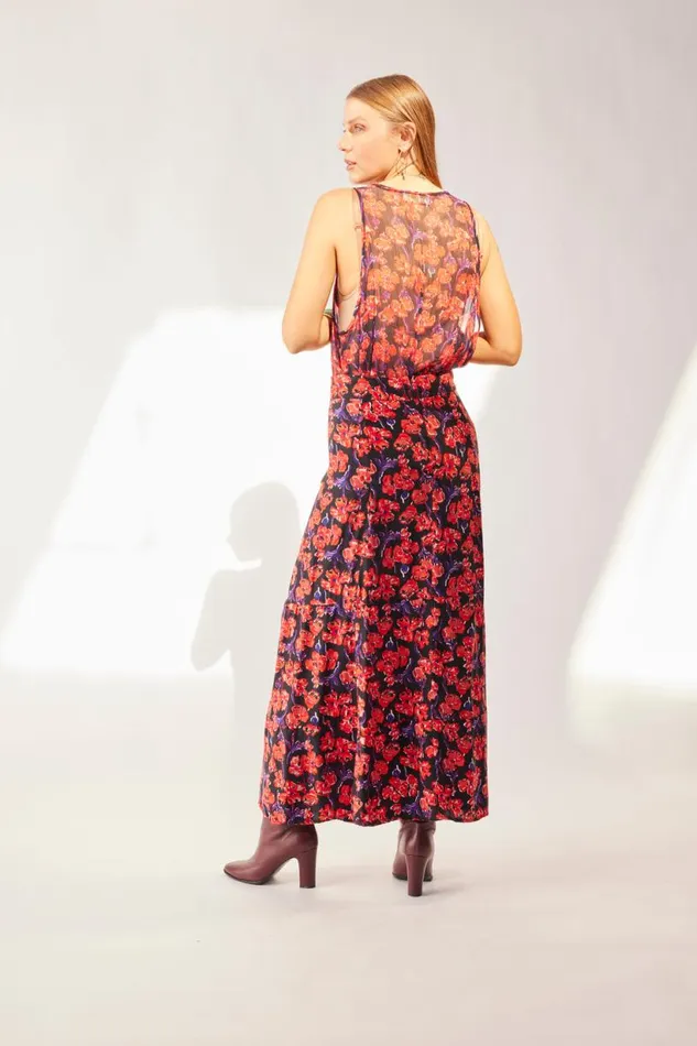 Natalie Martin MADISON SKIRT Silk Watercolor Print Onyx Shop Bottoms