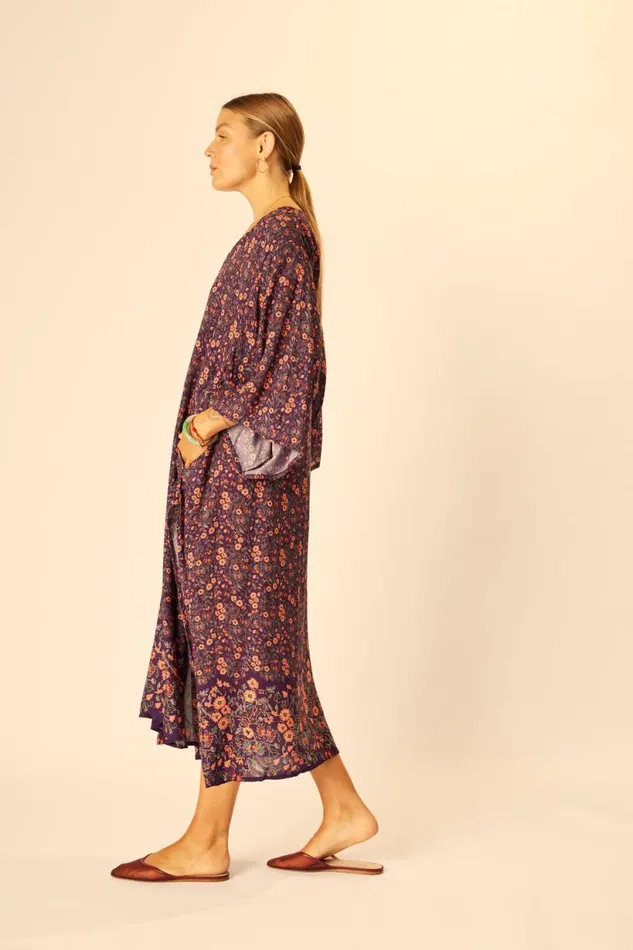 Natalie Martin MARIN DRESS WITH SASH Petite Fleur Aubergine Shop Dresses