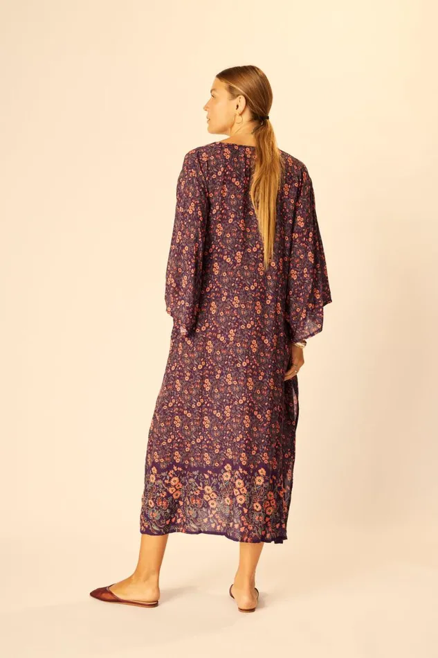 Natalie Martin MARIN DRESS WITH SASH Petite Fleur Aubergine Shop Dresses
