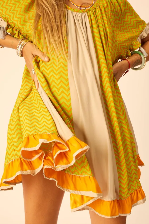 Natalie Martin MARINA DRESS Block Zigzag Tangerine Shop Dresses