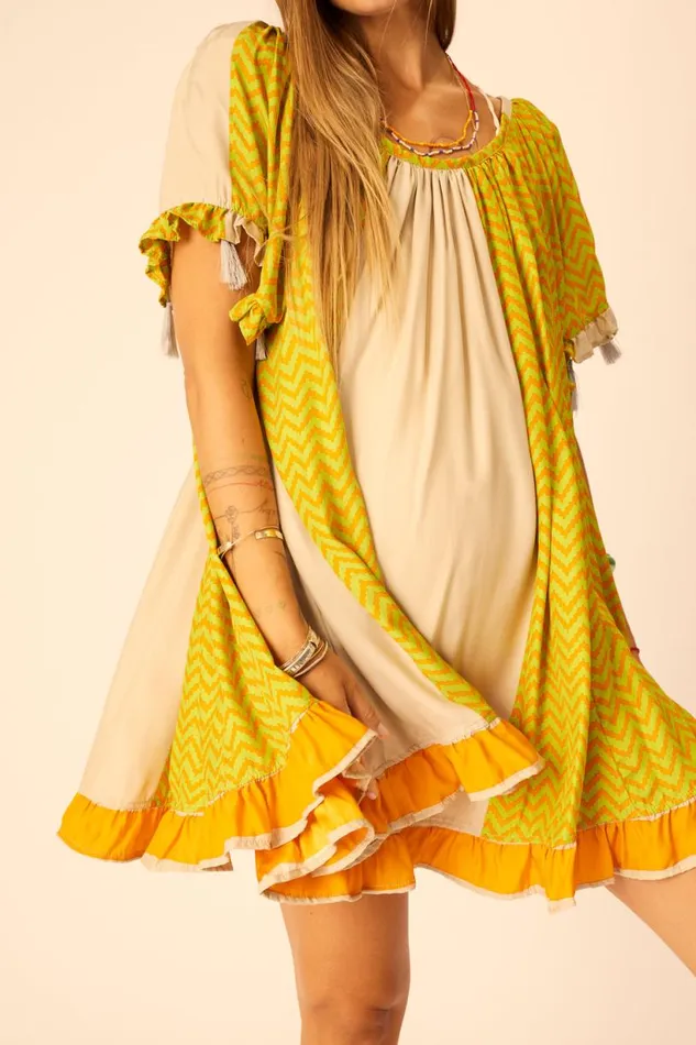 Natalie Martin MARINA DRESS Block Zigzag Tangerine Shop Dresses