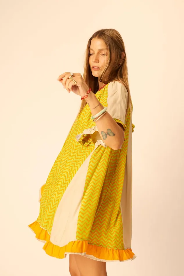 Natalie Martin MARINA DRESS Block Zigzag Tangerine Shop Dresses