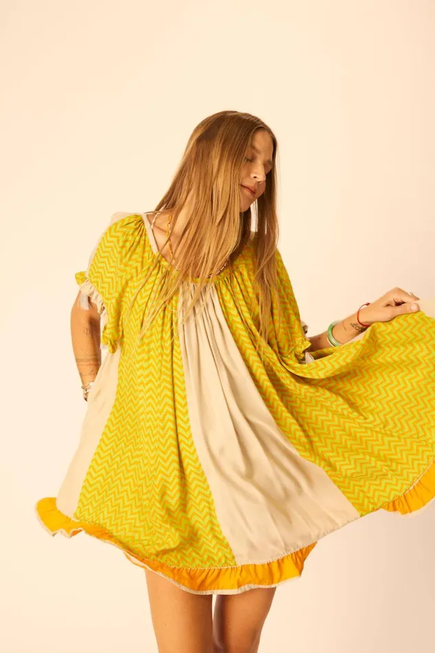 Natalie Martin MARINA DRESS Block Zigzag Tangerine Shop Dresses