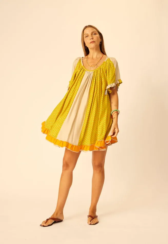 Natalie Martin MARINA DRESS Block Zigzag Tangerine Shop Dresses