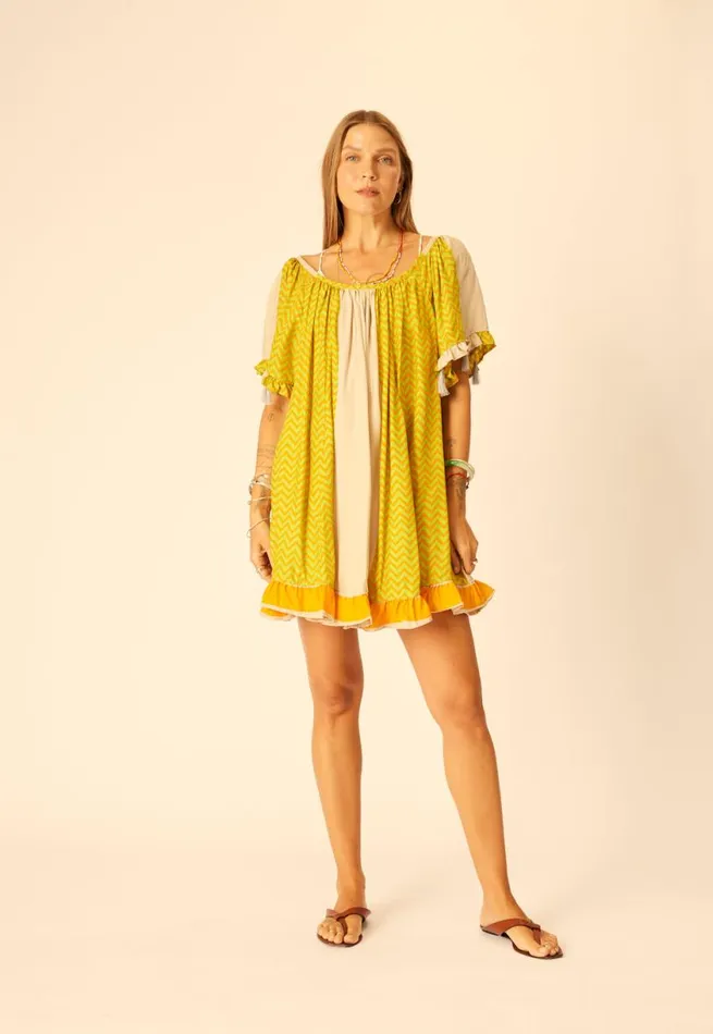 Natalie Martin MARINA DRESS Block Zigzag Tangerine Shop Dresses