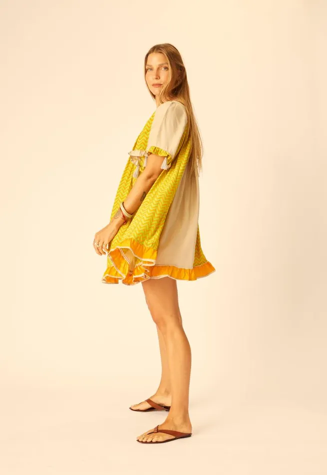 Natalie Martin MARINA DRESS Block Zigzag Tangerine Shop Dresses