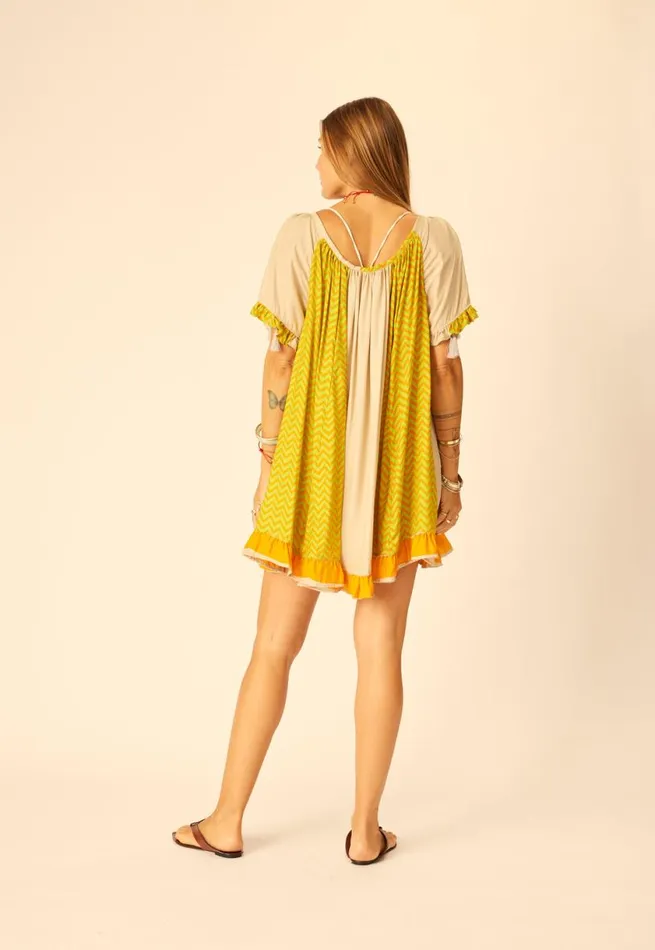Natalie Martin MARINA DRESS Block Zigzag Tangerine Shop Dresses