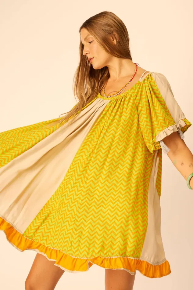 Natalie Martin MARINA DRESS Block Zigzag Tangerine Shop Dresses