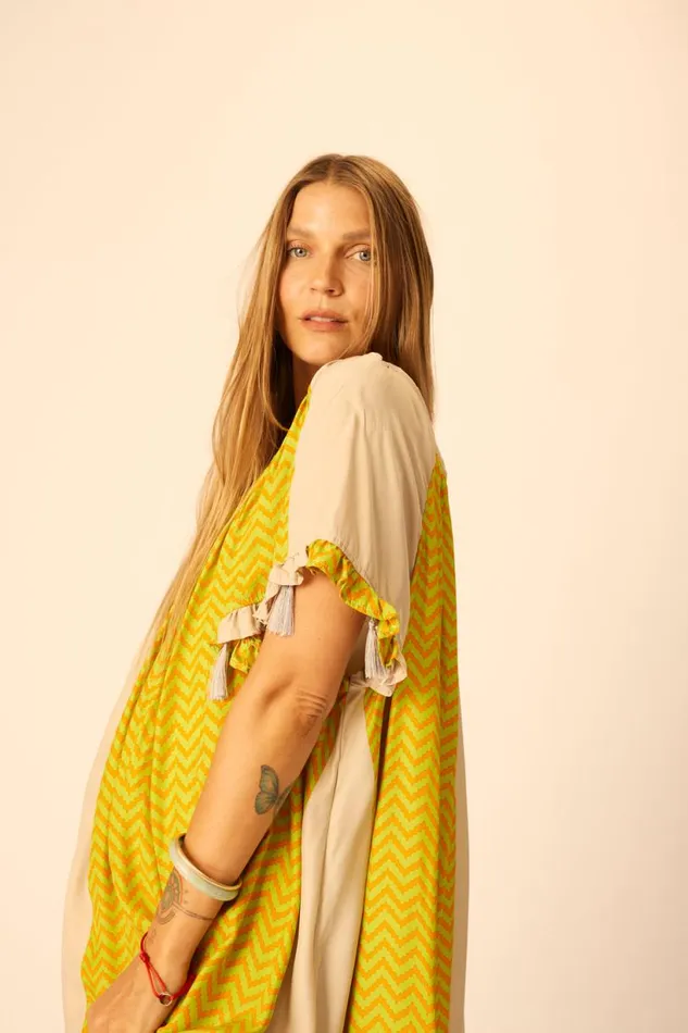 Natalie Martin MARINA DRESS Block Zigzag Tangerine Shop Dresses
