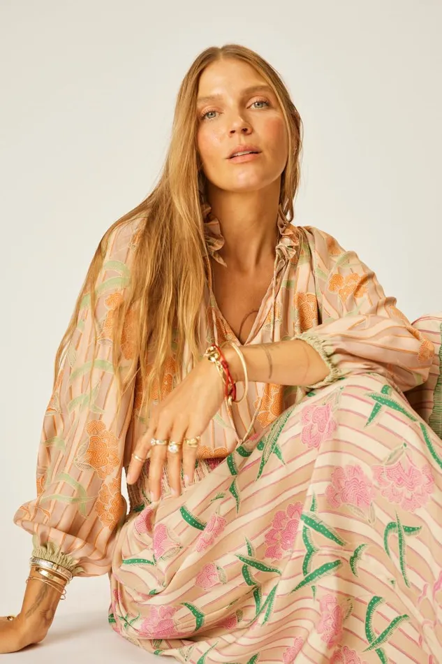 Natalie Martin PENNY BLOUSE Chamomile Apricot Shop Tops