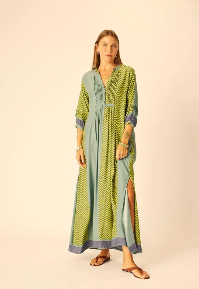 Natalie Martin SAMMIE MAXI Block Zigzag Noire Shop Dresses