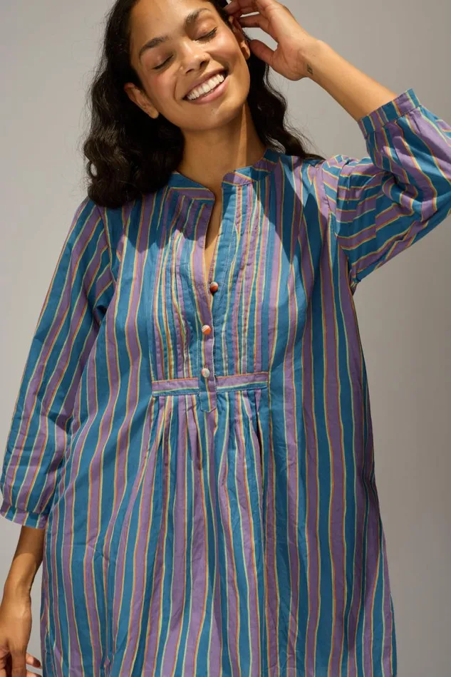 Natalie Martin SAMMIE SHORT DRESS Batik Stripe Lavender Shop Dresses